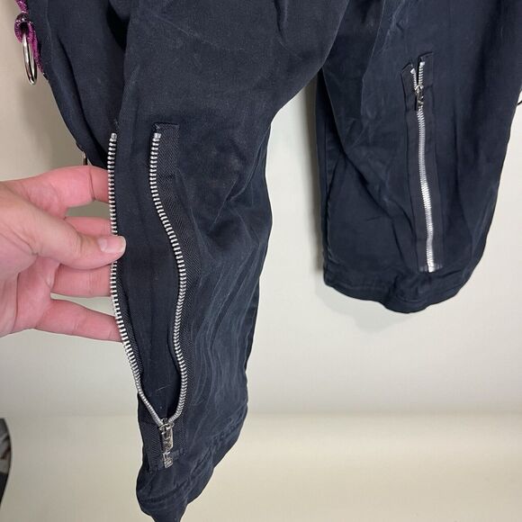 Tripp NYC Daang Goodman Black & Pink Plaid Crop Cargo Capri Pants Punk Goth Y2K - Picture 7 of 8